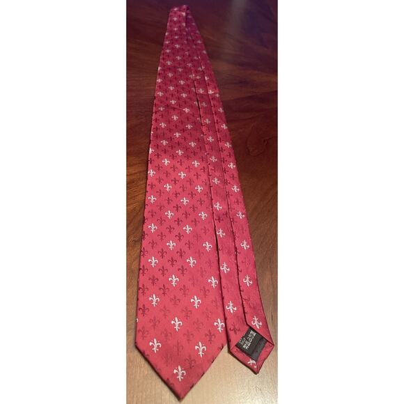 Firenze Red Gray 100% Silk Men’s Neck Tie - Picture 3 of 9